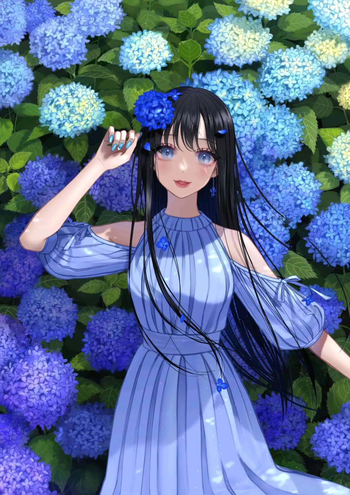 为雨景增色/绣球花插画特辑