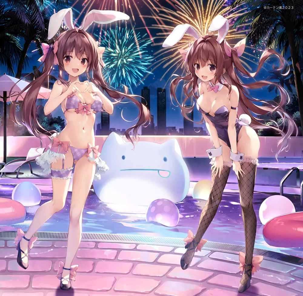 绝对上镜♡ – 夜间泳池插画特辑