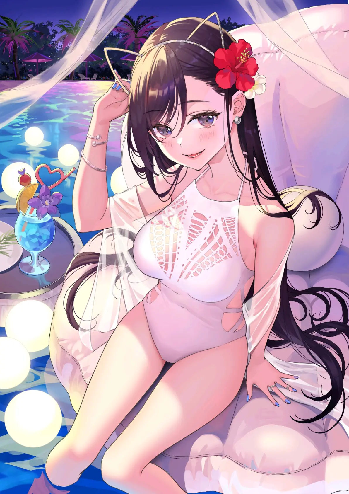 绝对上镜♡ – 夜间泳池插画特辑
