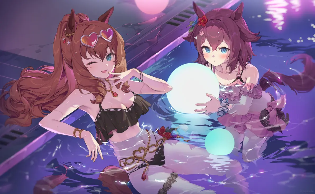绝对上镜♡ – 夜间泳池插画特辑