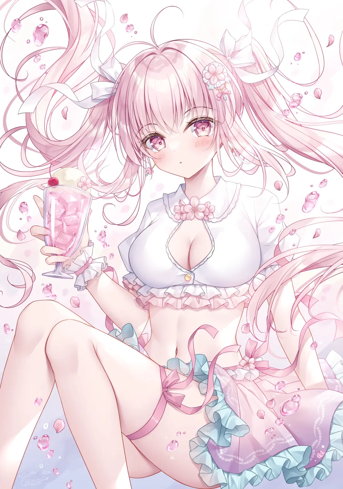 宛如花仙子♡ – 粉色长发女子插画特辑