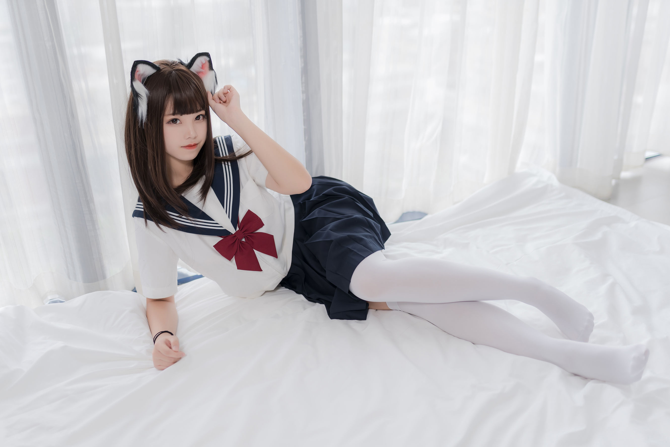 网红Coser蜜汁猫裘 猫耳JK白丝 网红Coser蜜汁猫裘 猫耳JK白丝
