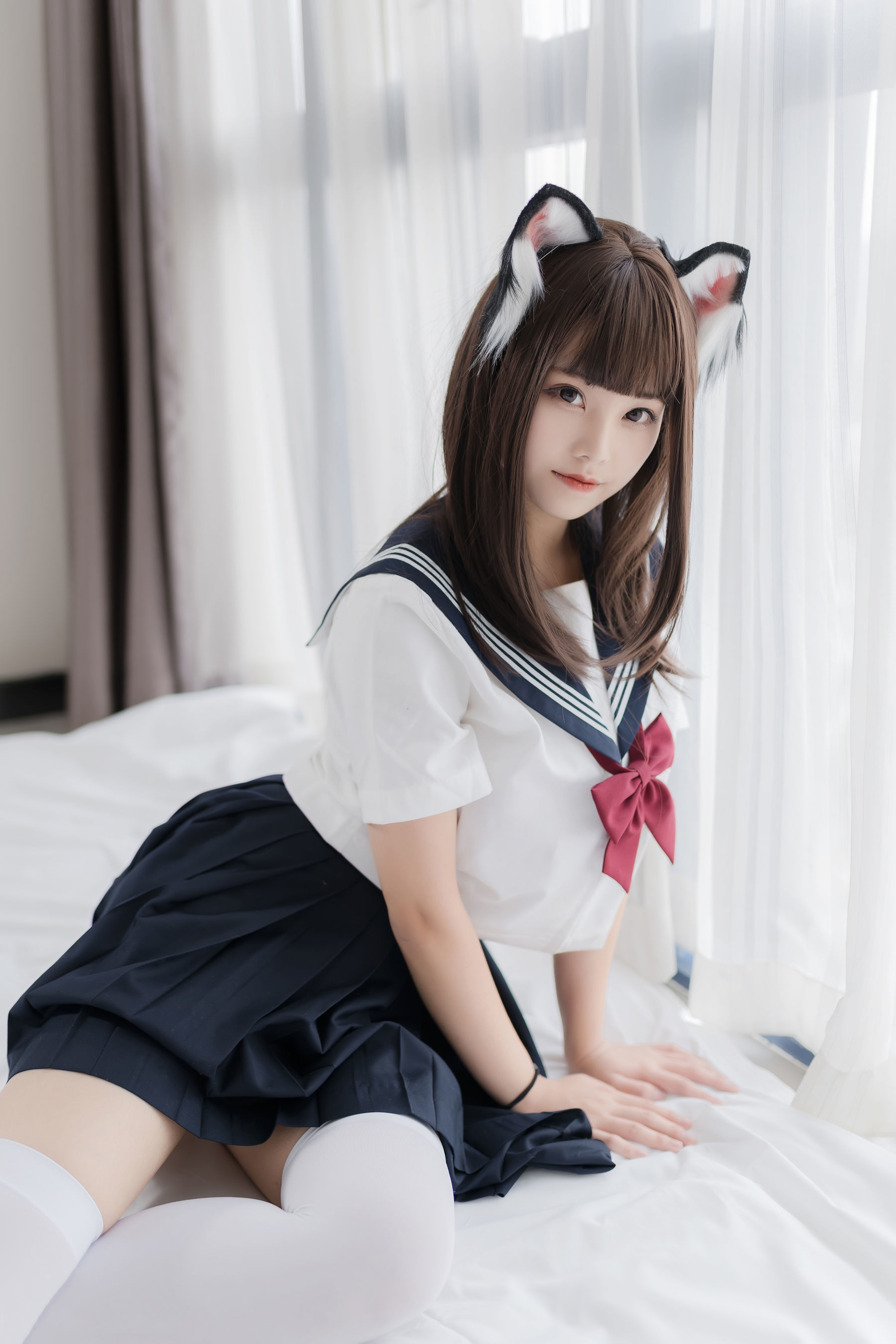 网红Coser蜜汁猫裘 猫耳JK白丝 网红Coser蜜汁猫裘 猫耳JK白丝
