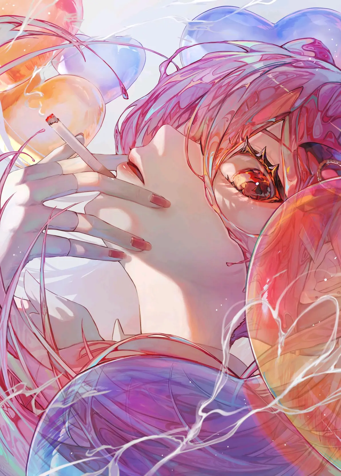 目光聚焦于指尖 – 手放嘴边插画特辑