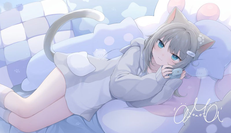 人气画师甘城なつき(Amashiro Natsuki)的vtuber形象”Nachoneko(なちょねこ、なちょ猫、甘城猫猫)”的高清角色图包