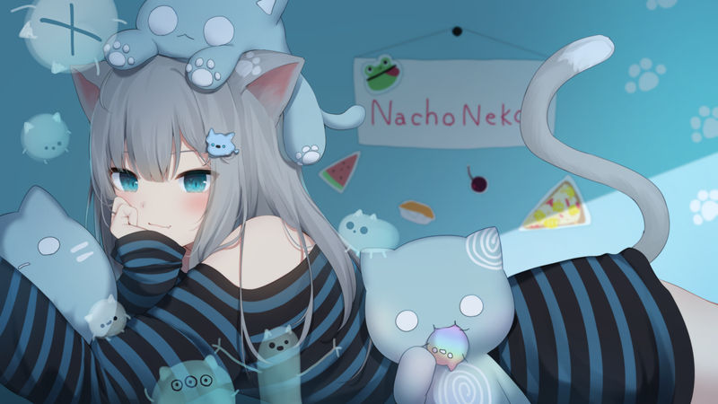 人气画师甘城なつき(Amashiro Natsuki)的vtuber形象”Nachoneko(なちょねこ、なちょ猫、甘城猫猫)”的高清角色图包