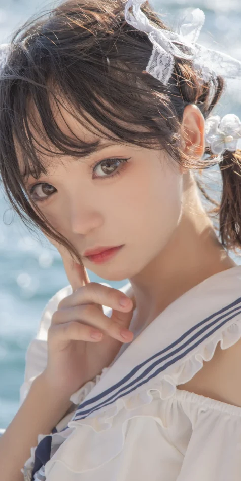 花柒Hana – 三亚熊之海军风泳装