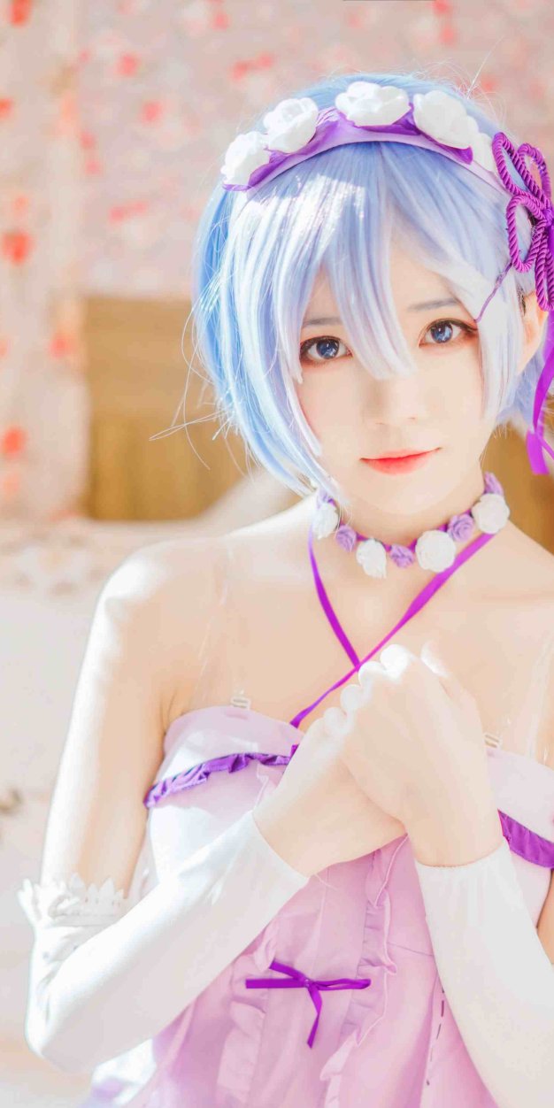 蕾姆睡裙COS_桜桃喵 – 《从零开始的异世界生活》美图作品图片欣赏