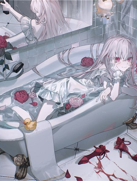 少女与浴缸主题图集高清壁纸原画插画美术绘画图片素材