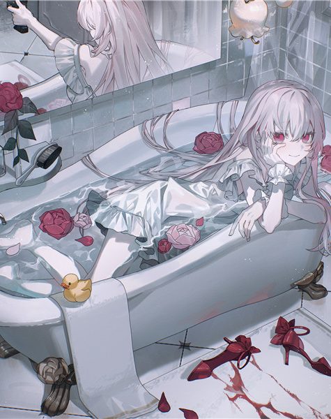 少女与浴缸主题图集高清壁纸原画插画美术绘画图片素材