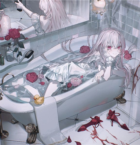 少女与浴缸主题图集高清壁纸原画插画美术绘画图片素材