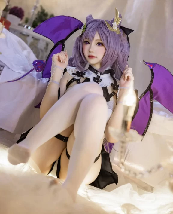 雪晴Astra – 写真 – 刻晴恶魔拘束睡衣